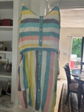 Splendid Gray Malin Linen Summer Striped Dress